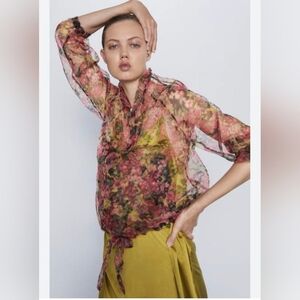 Zara Organza Semi Sheer Bomber Jacket